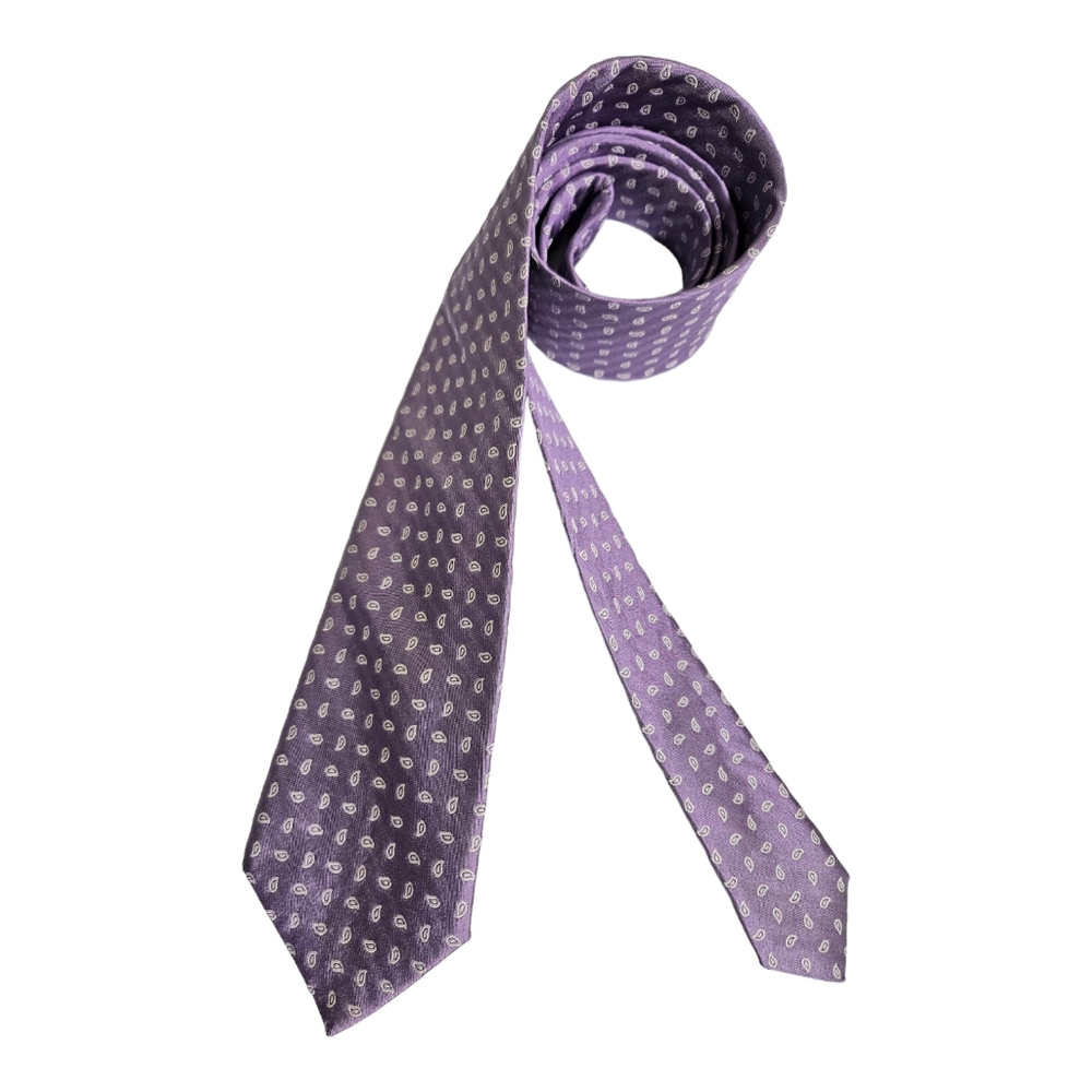 BREUER XL Purple Paisley Silk LUXURY Tie HANDMADE ITALY